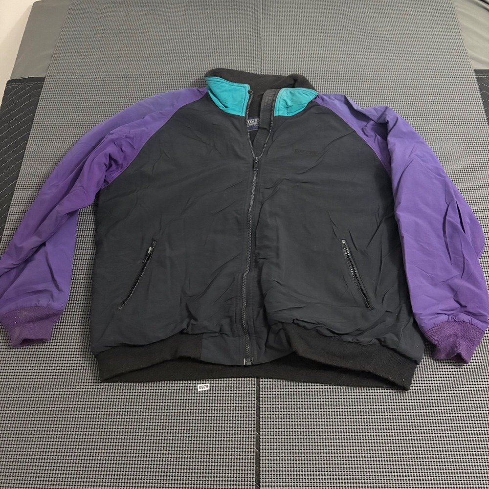 Vintage Lands End Squall Jacket Mens XL Colorblock Black Purple Teal Full Zip